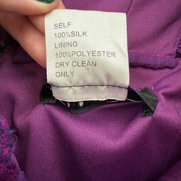 Tadashi Shoji Collection Sheath Cocktail Dress Size 4 Purple Pink Silk Pleated - Picture 6 of 10